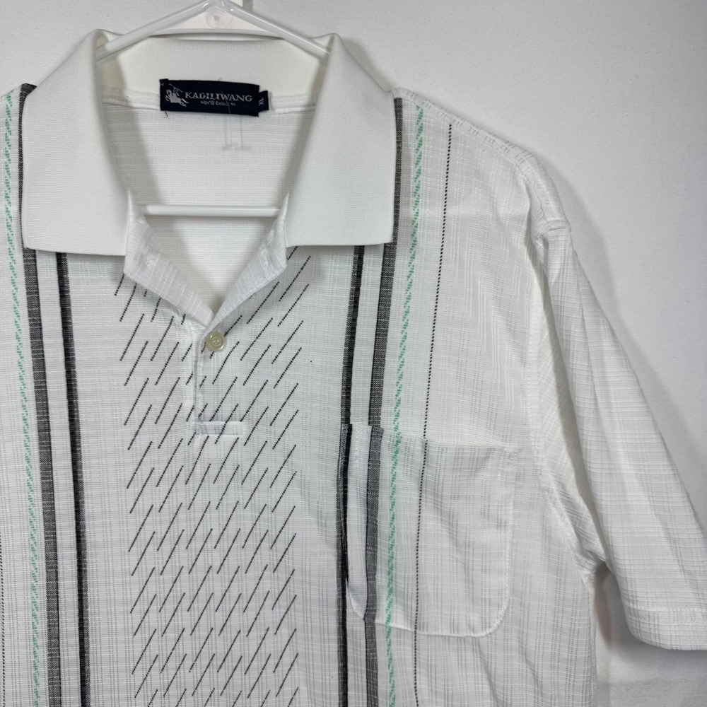 Kadiliwang Striped Polo Shirt Thin Short Sleeve Collared Casual Menswear‎ Sz XL